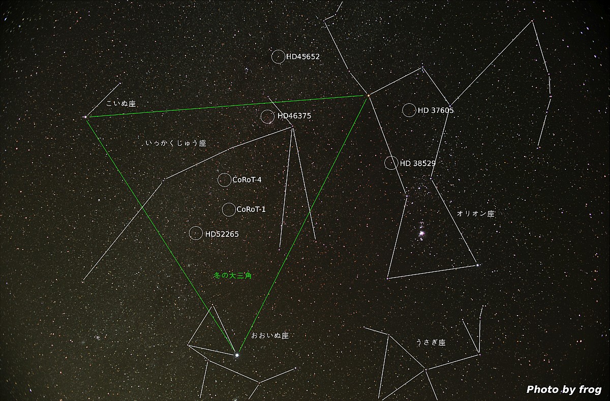 冬の大三角付近の太陽系外惑星の写真